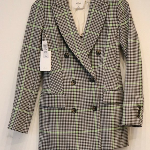Aritzia Green and Black Plaid Blazer - Picture 5 of 6